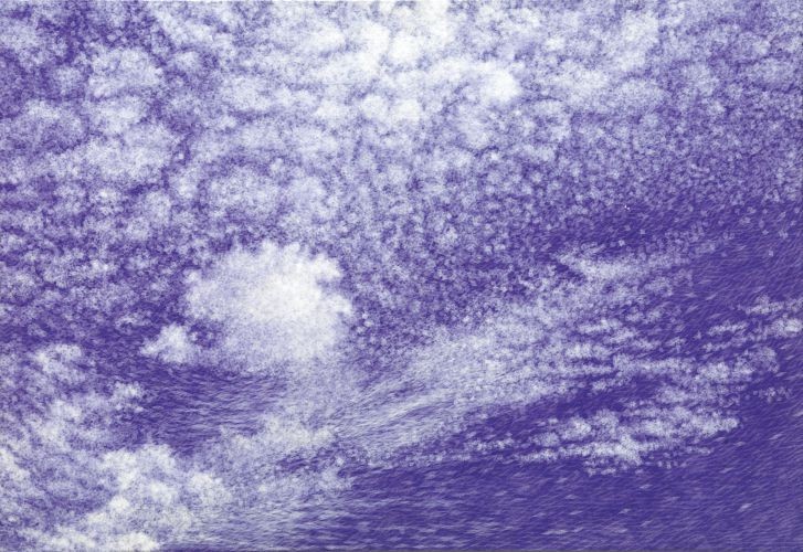공기와 꿈, 2014, 캔스에 염색한지 위에 한지, 80.3x116.7 cm