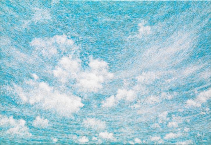 공기와 꿈,  2015, 캔버스에 염색한지 위에 한지,181.8x259 cm