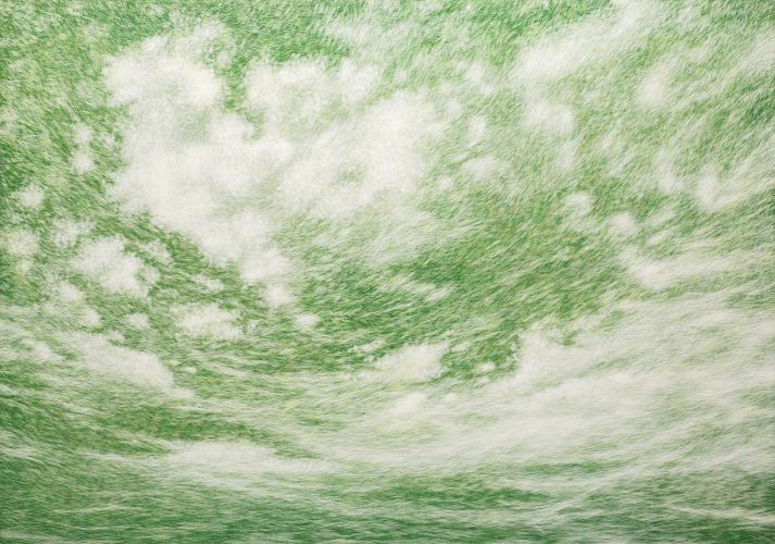 공기와 꿈, 2013, 캔버스에 염색한지위에 한지, 181.8x259 cm