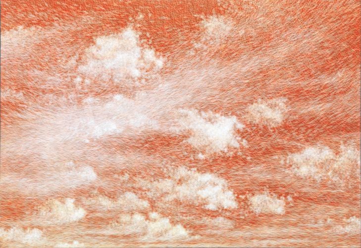 공기와 꿈,   2014, 캔스에 염색한지 위에 한지, 80.3x116.7 cm