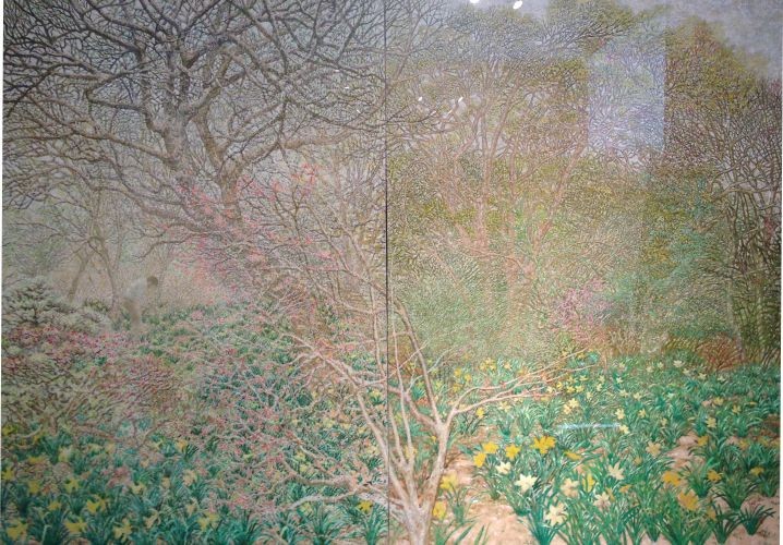 고개숙인 꽃과의 인사,  2005-2009,  Oil on canvas, 145x112cm